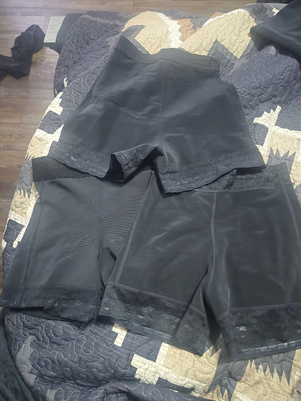 3 Black Lace-Trim Shaping Shorts - Women Intimates